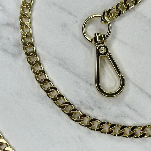 Gold Tone Flat Chain Link Purse Handbag Replacement Strap 46" ✨ - Picture 10 of 12